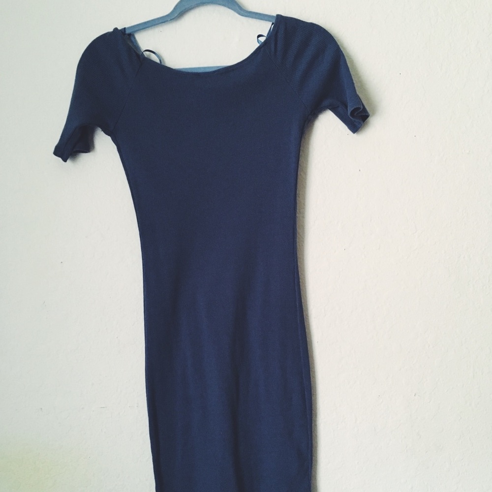 Blue off the shoulder mini dress
